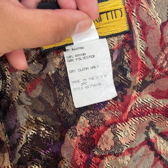 Vintage Just in Thyme Floral Red Gold Jacket Blazer Paper Tag Sz 12 Fall Autumn - Picture 5 of 8